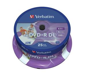DVD+R VERBATIM 8,5 GB Double Layer Printable, spindl (cena za 1ks DVD)