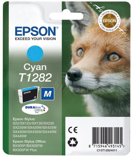 EPSON cartridge T1282 cyan (liška) (C13T12824012)