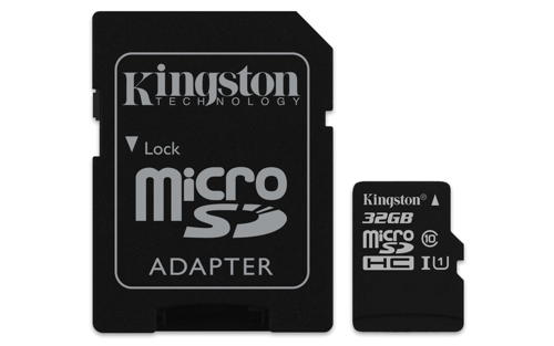 KINGSTON 32GB microSDHC CANVAS Memory Card 100MB / 10MBs- UHS-I class 10 Gen 2 (SDCS/32GB)