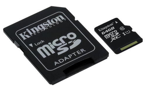 KINGSTON 64GB microSDXC CANVAS Memory Card 80MB / 10MBs- UHS-I class 10 Gen2 (SDCS/64GB)