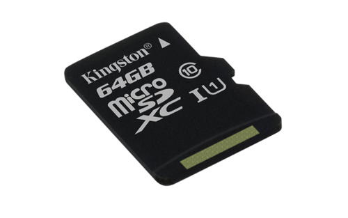 KINGSTON 64GB microSDXC CANVAS Memory Card 80MB/10MBs- UHS-I class 10 (SDCS/64GBSP)