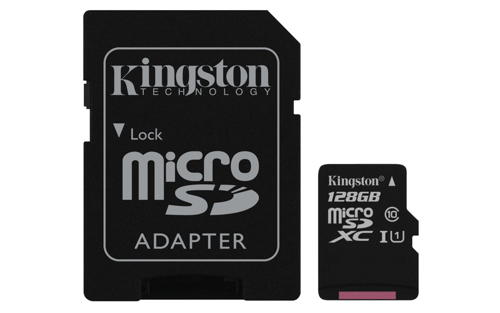 KINGSTON 128GB microSDXC CANVAS Memory Card 80MB / 10MBs- UHS-I class 10 SDCS/128GB