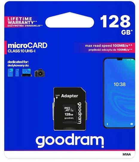 GOODRAM microSDXC karta 128GB Class 10 + adaptér SD